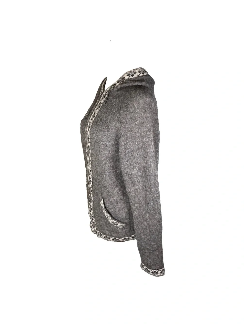Eco Alpaca Hooded Full Zip Cardigan Sweater Women’s Size Large/XL Grey